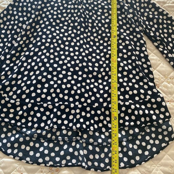 Zara Women’s Top Black Beige Polka Dot Peplum Hem Blouse Size XL - Picture 4 of 8
